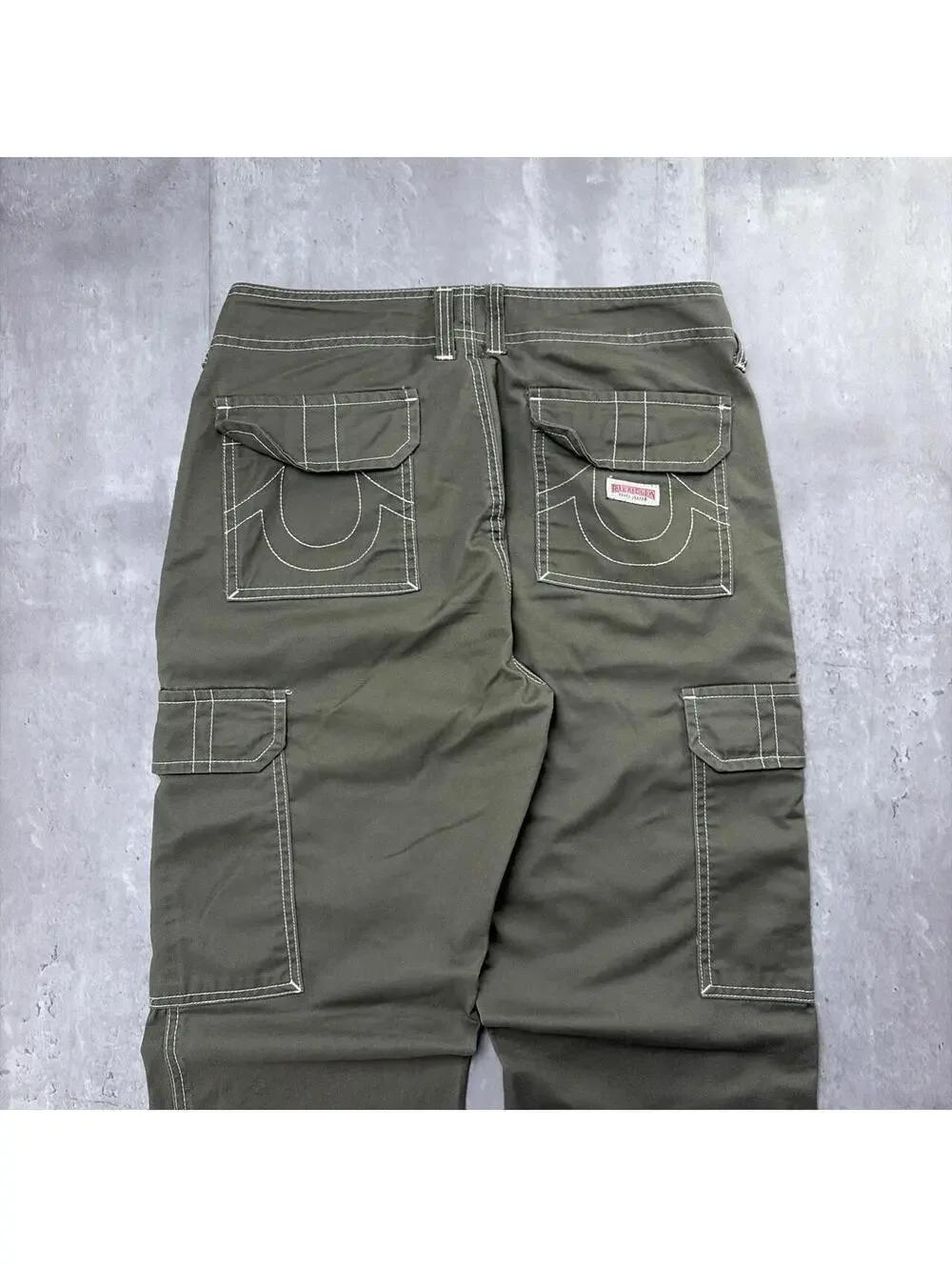 Y2K Olive Green True Religion Grunge Baggy Skater Pants